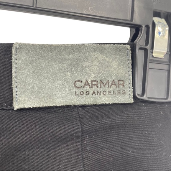 Carmar LA Skirt US 8 Black Mini Deconstructed Raw Hem Back Zipper Double Belt - Picture 3 of 9